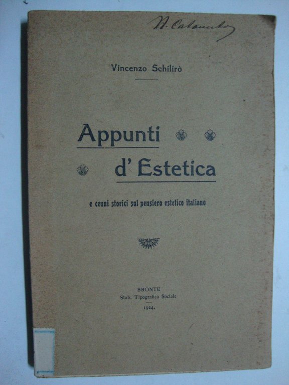 Appunti d'estetica (e cenni storici sul pensiero estetico italiano)