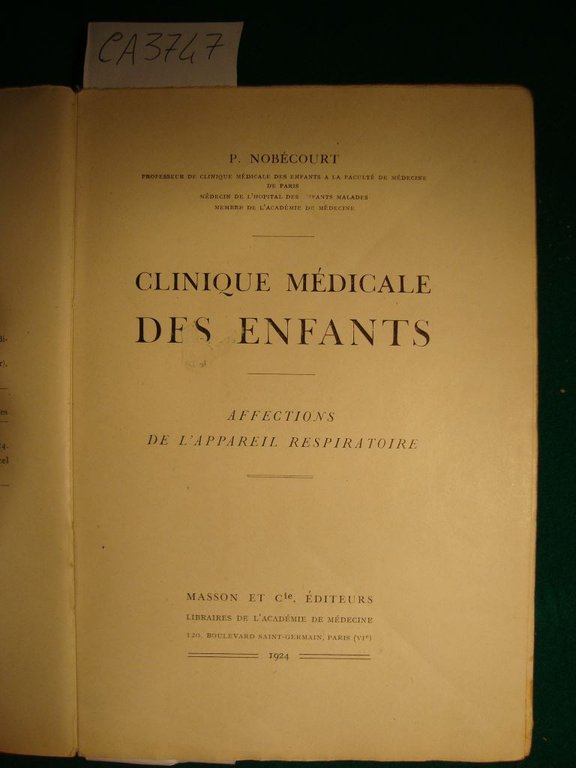 Clinique médicale des enfants - Affections de l'appareil respiratoire