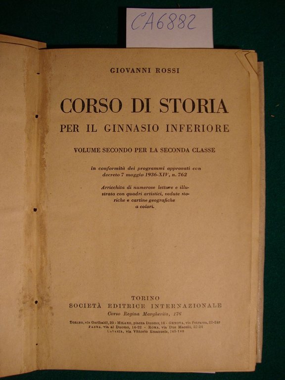 Corso di storia per il Ginnasio inferiore - Volume secondo …