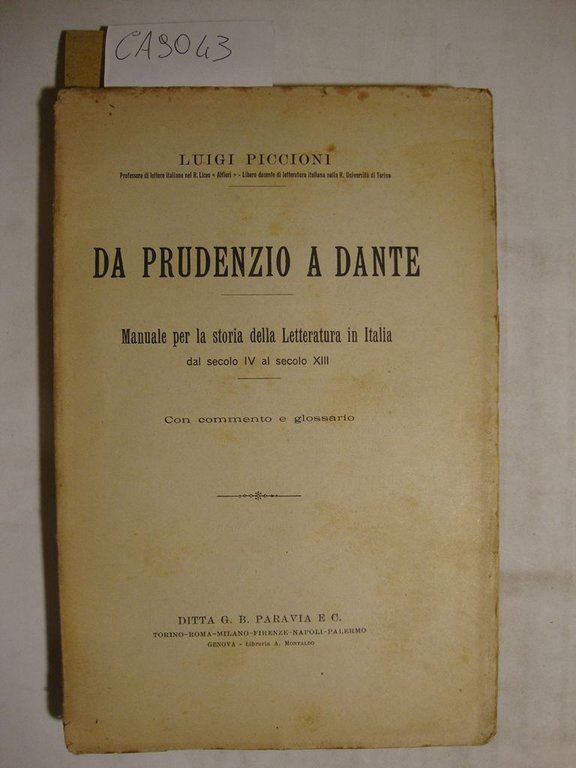 Da Prudenzio a Dante - Manuale per la storia della …