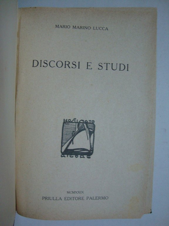 Discorsi e studi