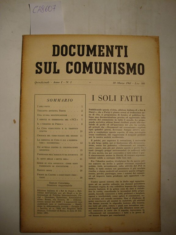 Documenti sul Comunismo - Quindicinale - Anno I (1961) - …