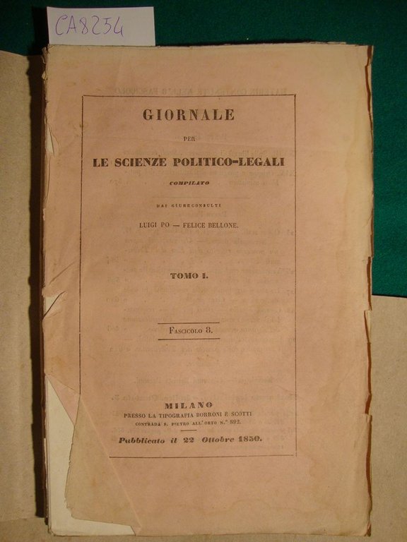 Giornale per le scienze politico-legali compilato dai giureconsulti Luigi Po …