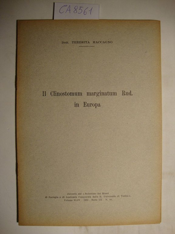 Il Clinostomum marginatum Rud. in Europa | Immagine Gallery 2