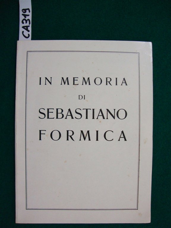 In memoria di Sebastiano Formica