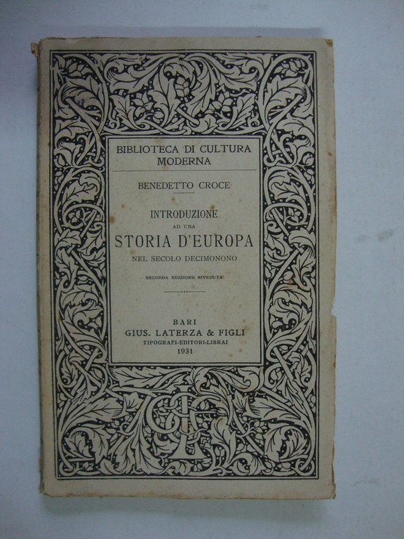Introduzione ad una storia d'Europa nel secolo Decimonono