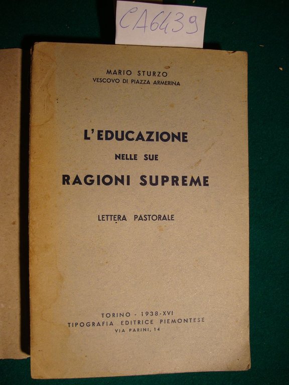 L'educazione nelle sue ragioni supreme - Lettera pastorale