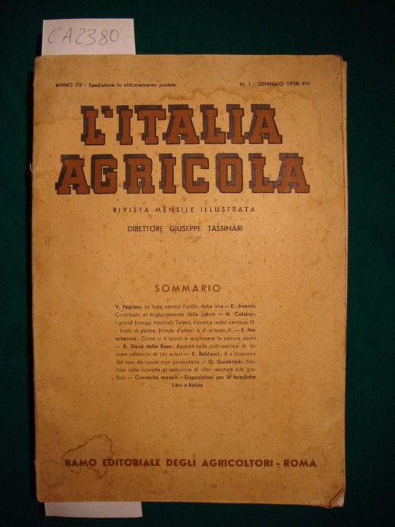 L'Italia Agricola - Anno 1938 (Alcuni numeri) (periodico)