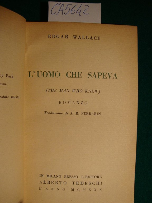 L'uomo che sapeva - Romanzo