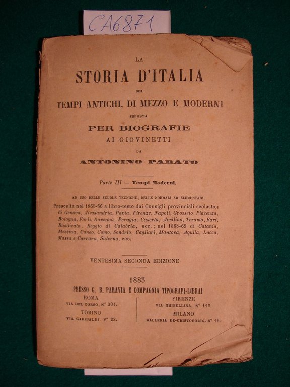 La storia d'Italia dei tempi antichi, di mezzo e moderni …