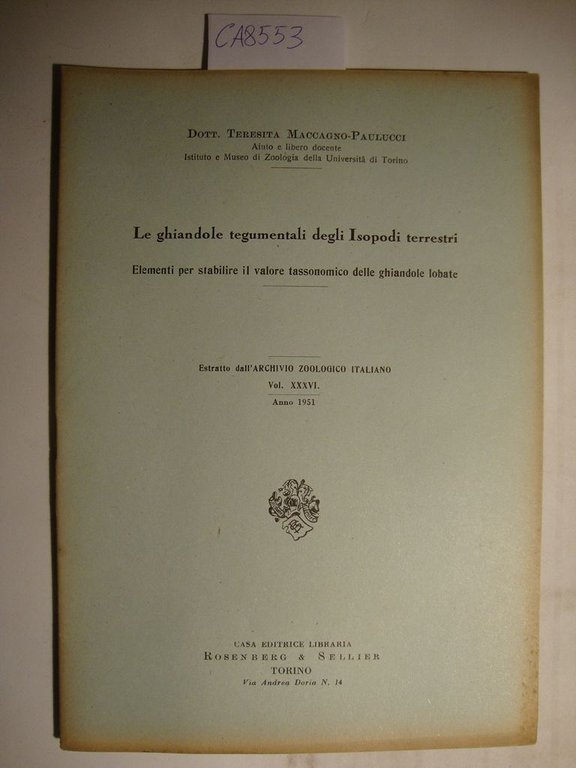Le ghiandole tegumentali degli Isopodi terrestri - Elementi per stabilire … | Immagine Gallery 2