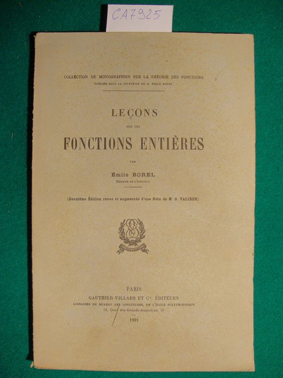 Leçons sur les fonctions entières - Revue et augmentée d'une …