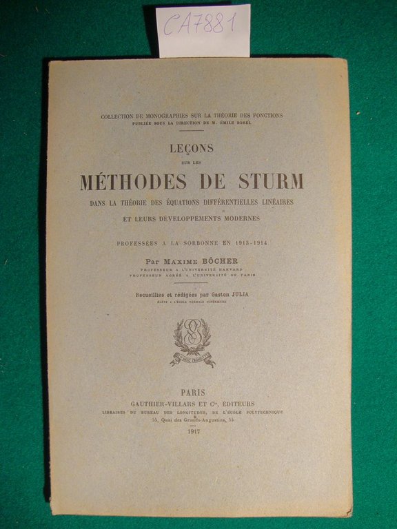 Leçons sur les méthodes de sturm dans la théorie des …