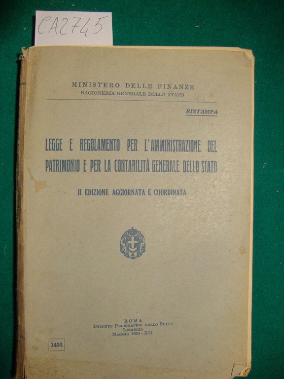 Legge e regolamento per l'amministrazione del patrimonio e per la …