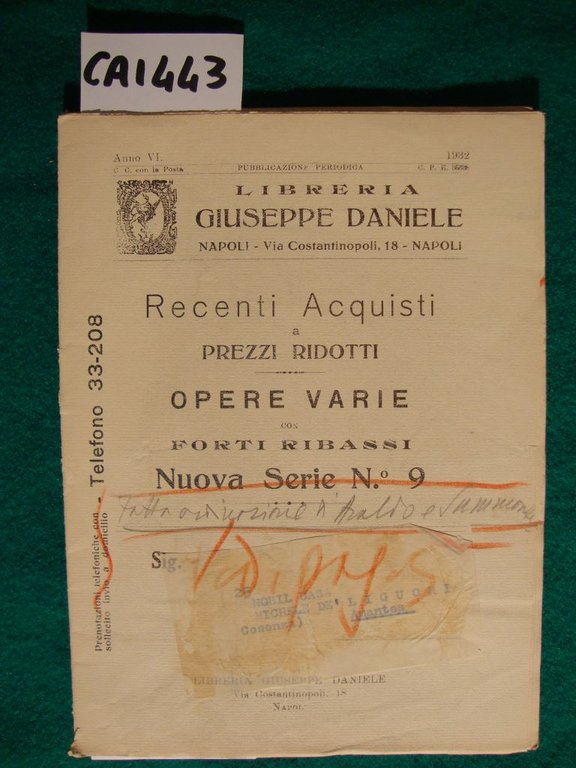 Libreria Antiquaria Giuseppe Daniele - Cataloghi (1931) - Nuova Serie