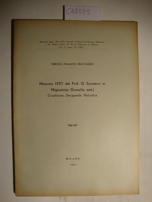 Missione 1957 del Prof. G. Scortecci in Migiurtinia (Somalia sett.) … | Immagine Gallery 2