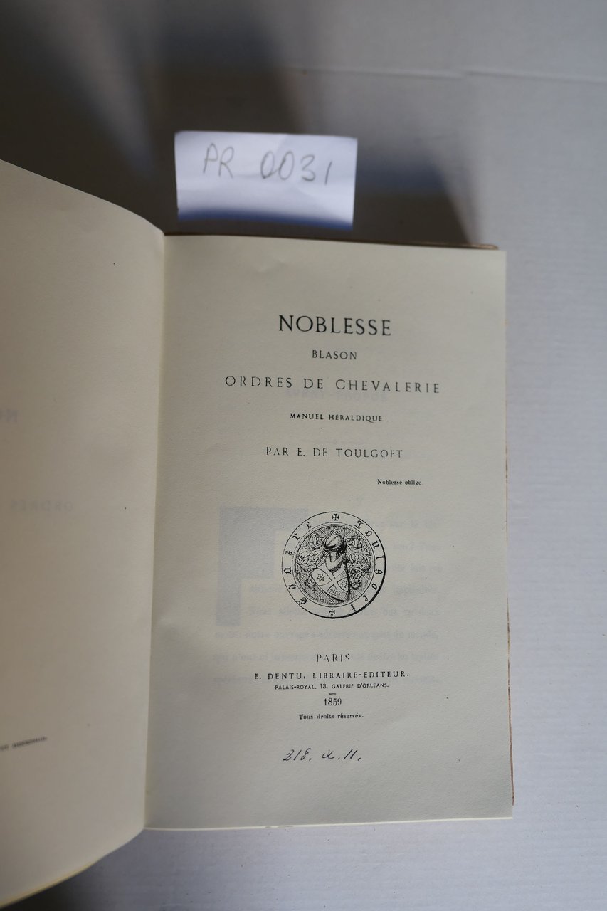 Noblesse, blason, ordres de chevalerie, manuel Heraldique | Immagine principale