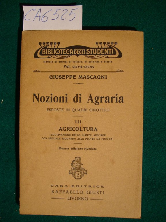 Nozioni di Agraria esposte in quadri sinottici - III Agricoltura …