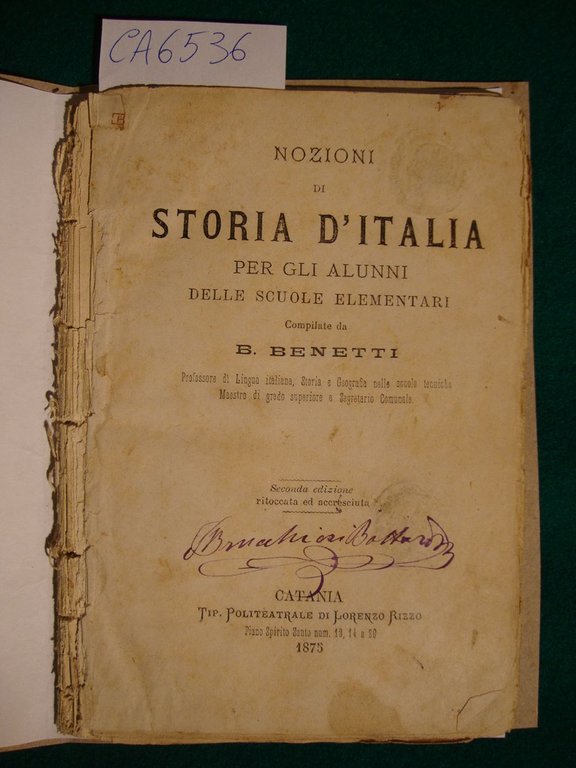 Nozioni di storia d'Italia per gli alunni delle scuole elementari …