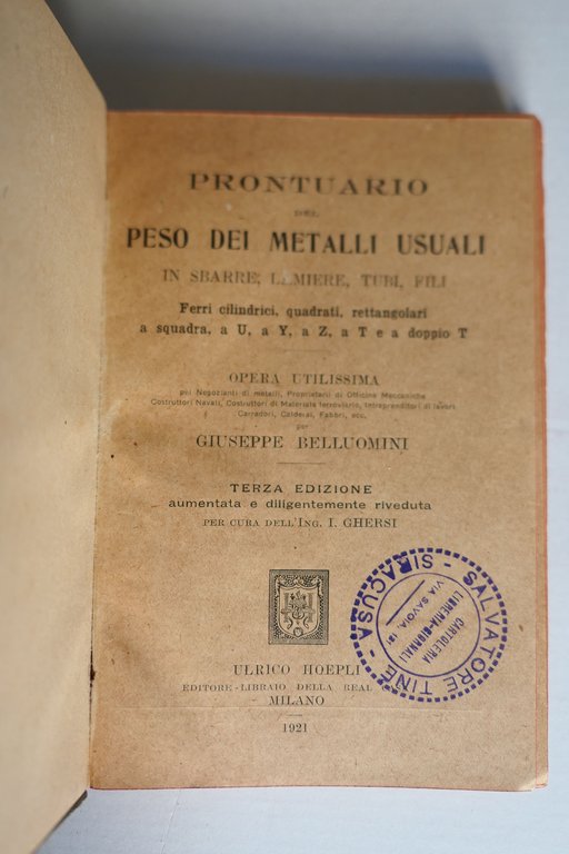 Prontuario del peso dei metalli usuali in sbarre lamiere,tubi e … | Immagine Gallery 2