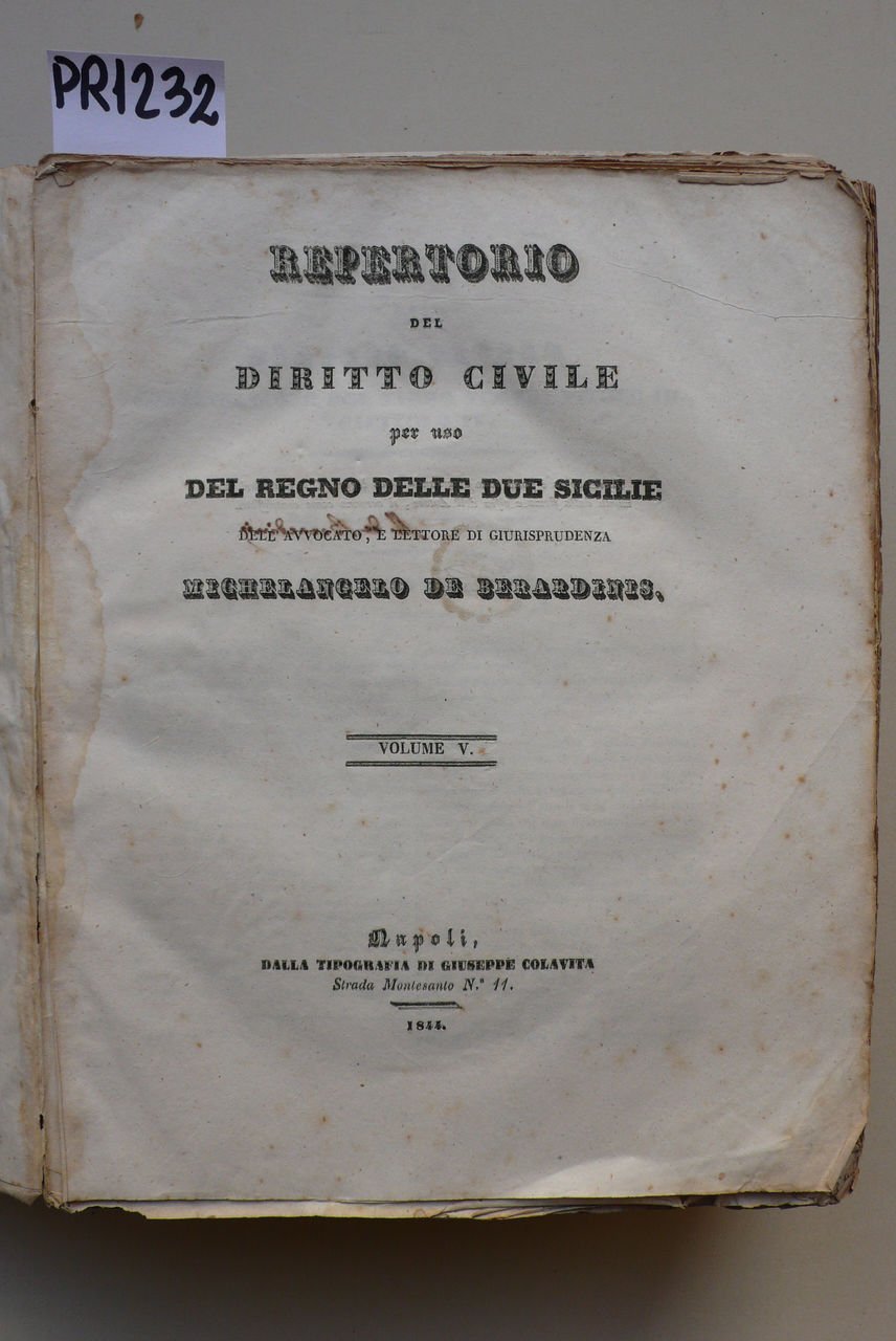 Repertorio del Diritto civile per uso del Regno delle Due …
