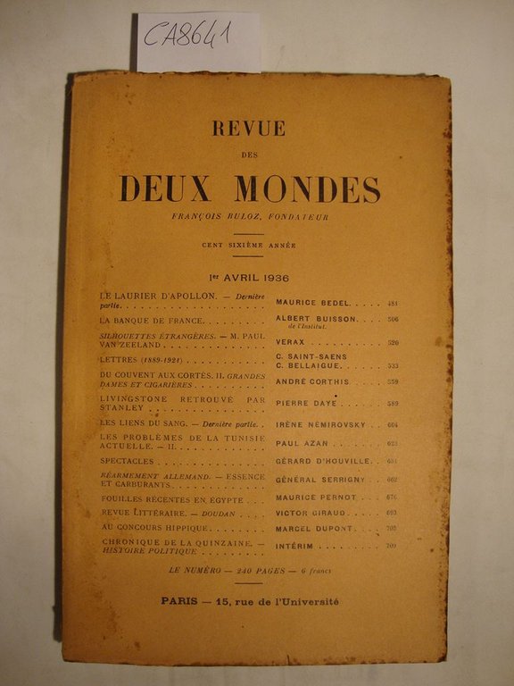 Revue des Deux Mondes (vari numeri)