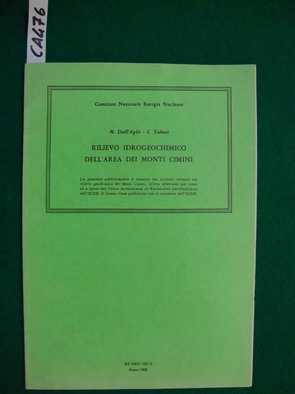 Rilievo idrogeochimico dell'area dei monti Cimini