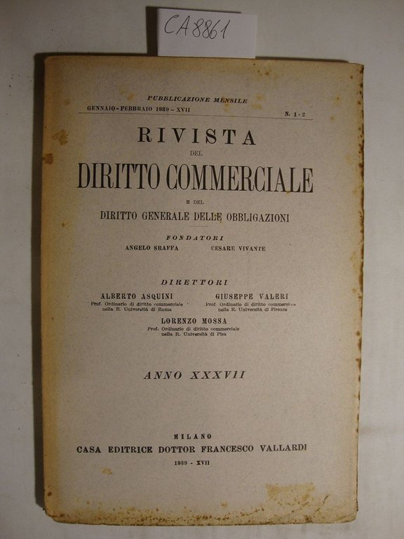 Rivista del diritto commerciale e del diritto generale delle obbligazioni …