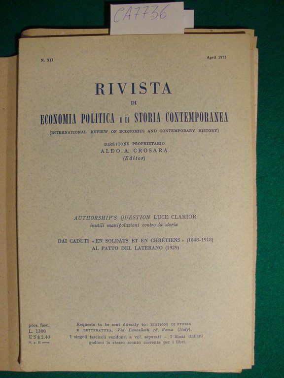 Rivista di economia politica e di storia contemporanea - n. …