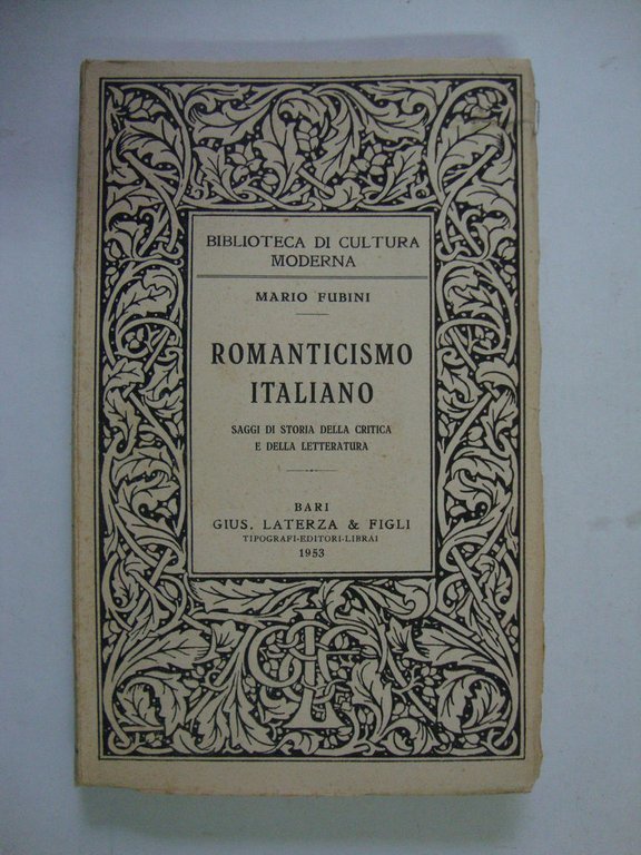 Romanticismo italiano (Saggi di storia della critica e della letteratura)