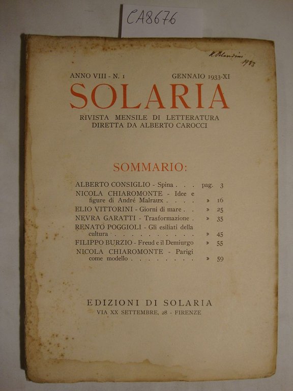 Solaria - Rivista mensile di letteratura (vari fascicoli)