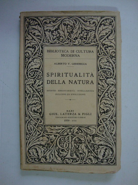 Spiritualità della natura (Istinto - Ereditarietà - Intelligenza - Sviluppo …