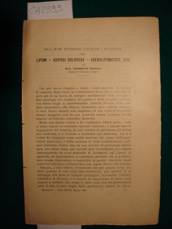 Sulle intime rispondenze etiologiche e patogeniche fra Lipomi - Adiposi …