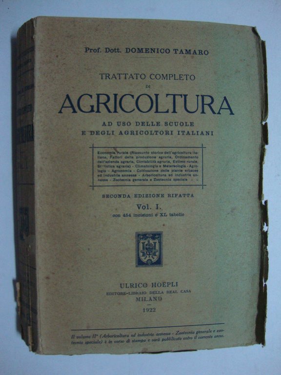 Trattato completo di agricoltura - (Solo vol.I - Ad uso …