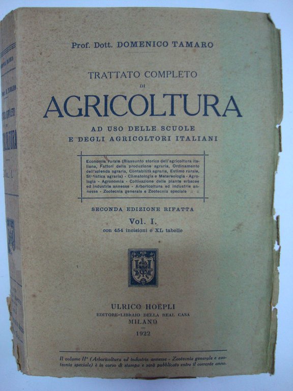 Trattato completo di agricoltura - (Solo vol.I - Ad uso …