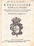 BANDO E PROVISIONE SOPRA IL MODO DI TENERE I CASTRONI …