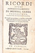 RICORDI OVERO AMMAESTRAMENTI DI MONSIG. SABBA CASTIGLIONE CAVALIER