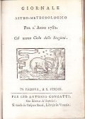 GIORNALE ASTRO-METEOROLOGICO PER L'ANNO 1782. COL NUOVO CIELO DELLE STAGIONI