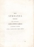 ALLA SPERANZA CANTO DEL CAVALIERE CARLO ANTONIO GAMBARA ACCADEMICO FILARETE …