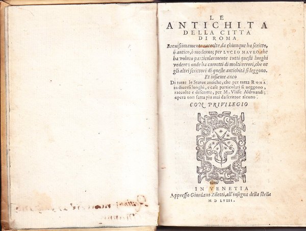 LE ANTICHITA DELLA CITTA DI ROMA BREVISSIMAMENTE RACCOLTE DA CHIUNQUE …