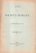 ATTI DELLA SOCIETA' ROMANA DI ANTROPOLOGIA VOLUME VIII FASCICOLO I …