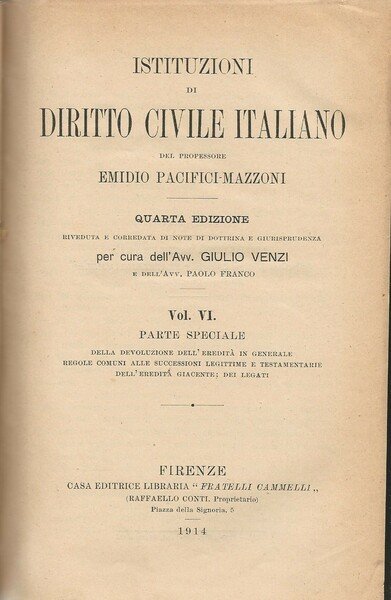 Istituzioni di diritto civile italiano. Vol VI | Immagine principale