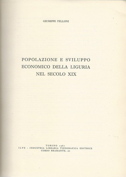 Popolazione e sviluppo economico della Liguria nel secolo XIX | Immagine principale