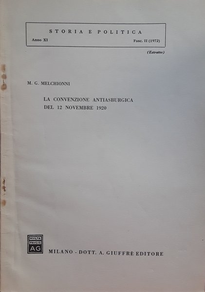 La convenzione antiasburgica del 12 novembre 1920. Estratto "Storia e …