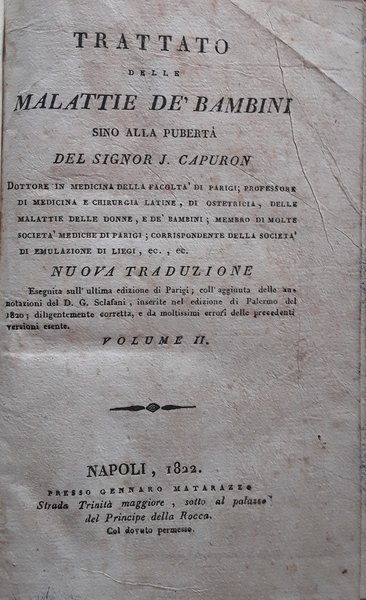 Trattato delle malattie de bambini. Volume II | Immagine principale