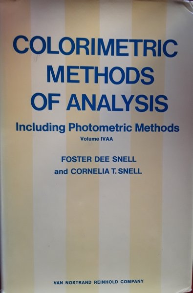 Colorimetric methods of analysis. Volume IV AA | Immagine principale