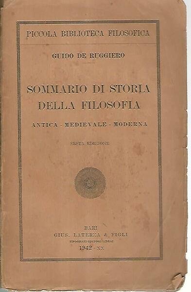 Sommario di storia della filosofia antica - medievale - moderna