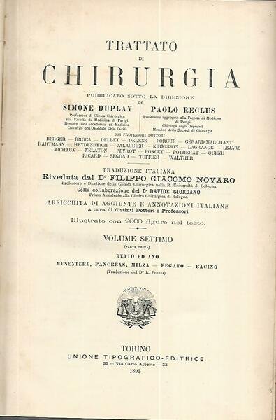 Trattato di chirurgia. Volume settimo