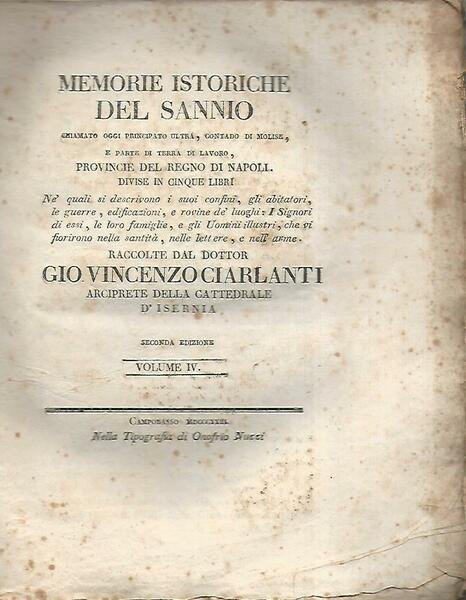 Memorie istoriche del Sannio