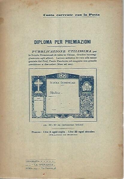 La scuola domenicale. Rivista 4 trimestre. 1 ottobre 1935